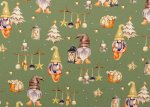 Elves and Laterns green christmas fabric cotton poplin